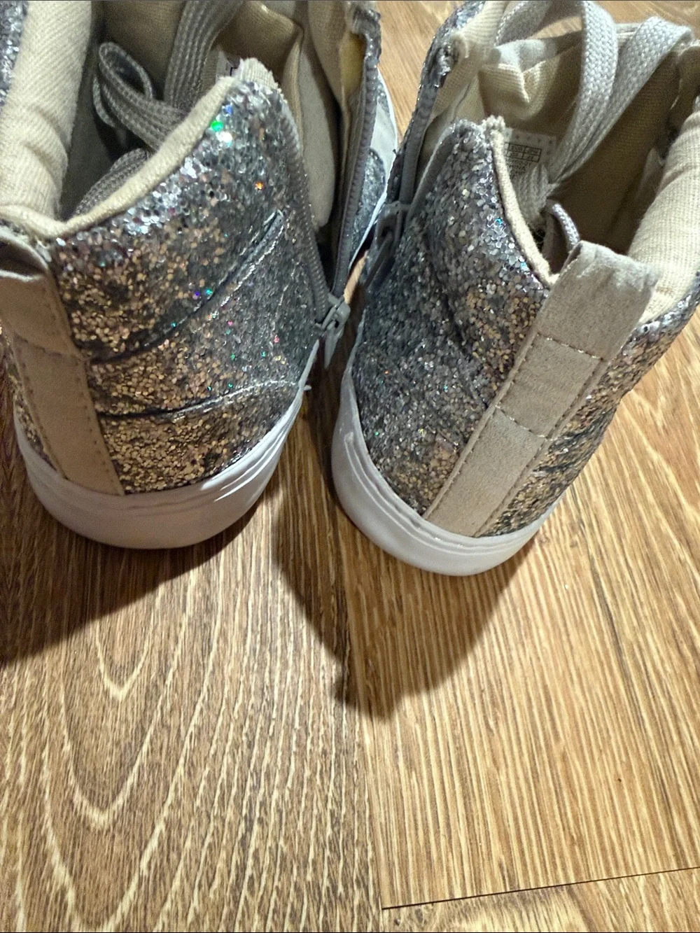 GAP Kids Glitter High-Top Sneakers Laces & Zipper - Silver